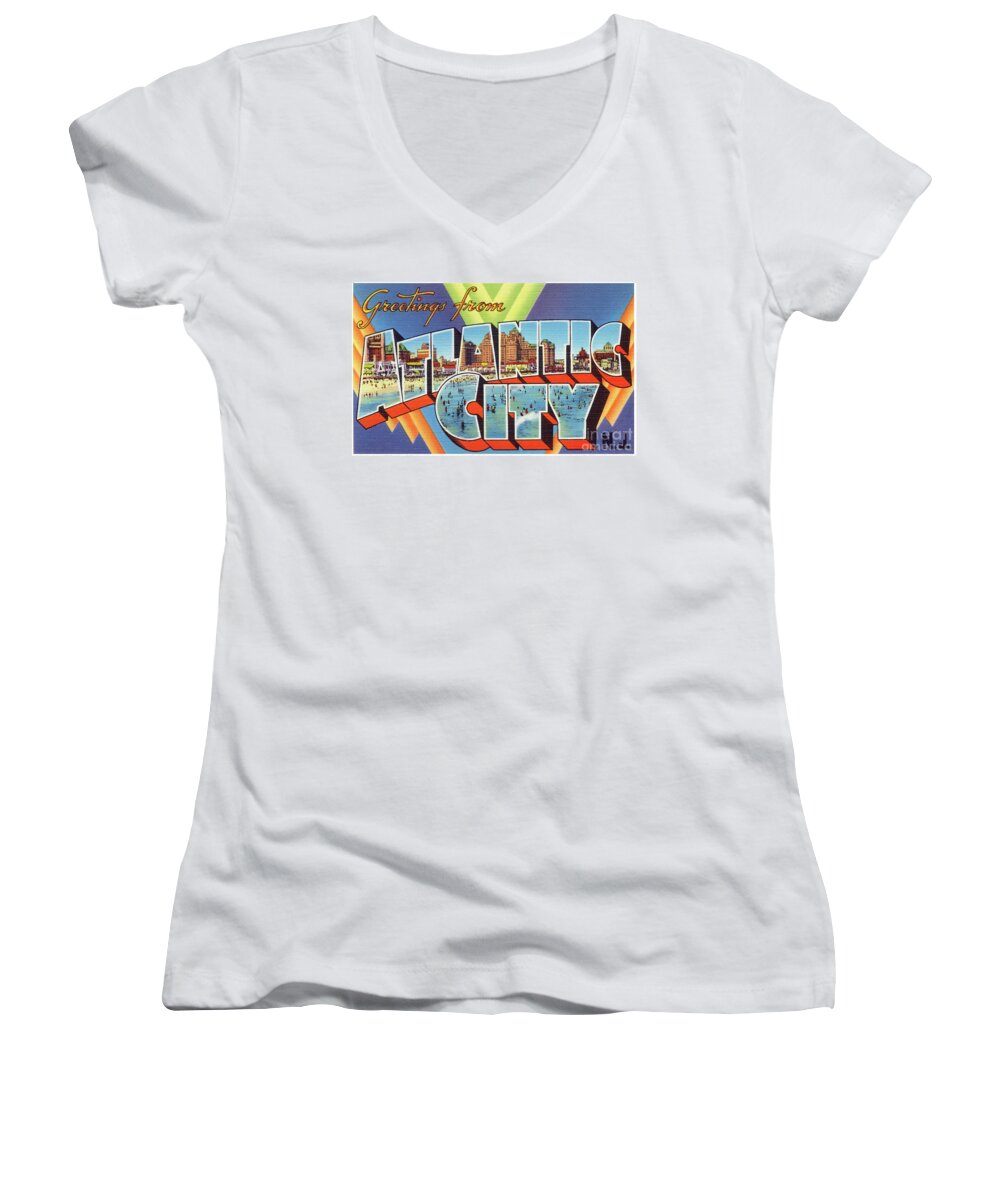 Lbi Women's V-Neck featuring the photograph Atlantic City Greetings #4 by Mark Miller