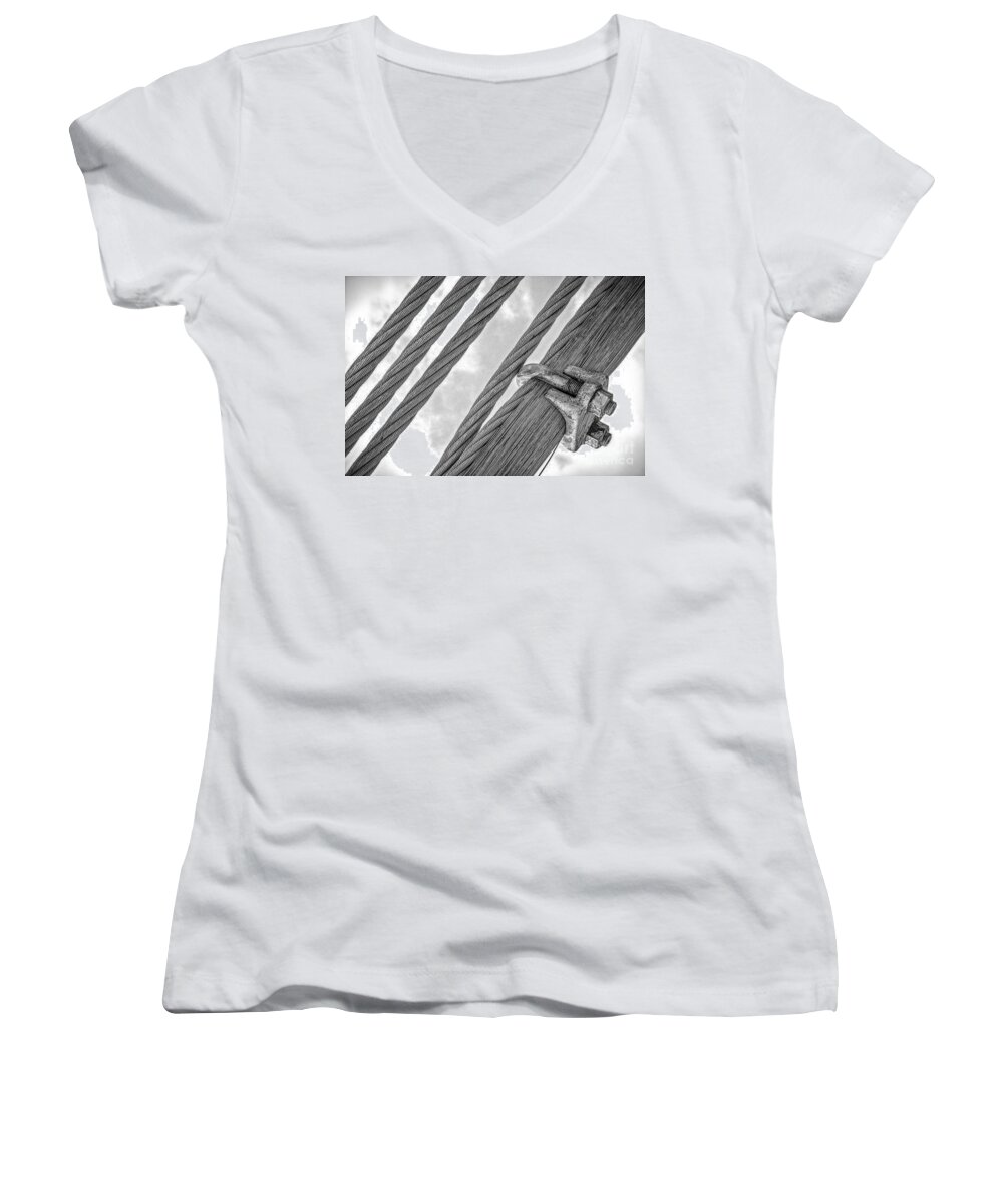 Bridge Cables Women's V-Neck featuring the photograph Bridge Cables by Imagery by Charly