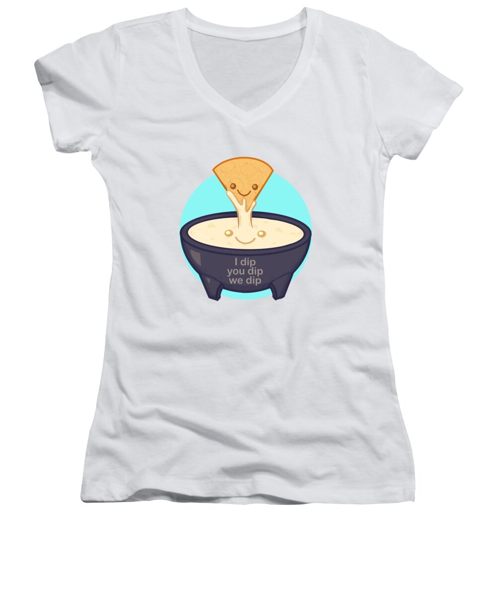 Chip Women's V-Neck featuring the drawing Chip and Dip by Ludwig Van Bacon