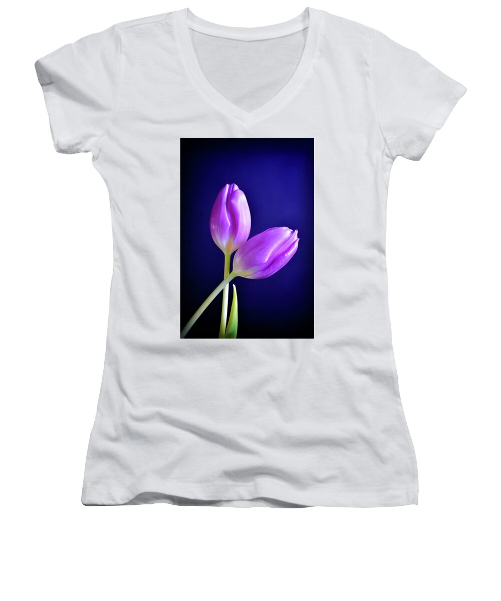 Purple Women's V-Neck featuring the photograph Embrace by Michelle Wermuth