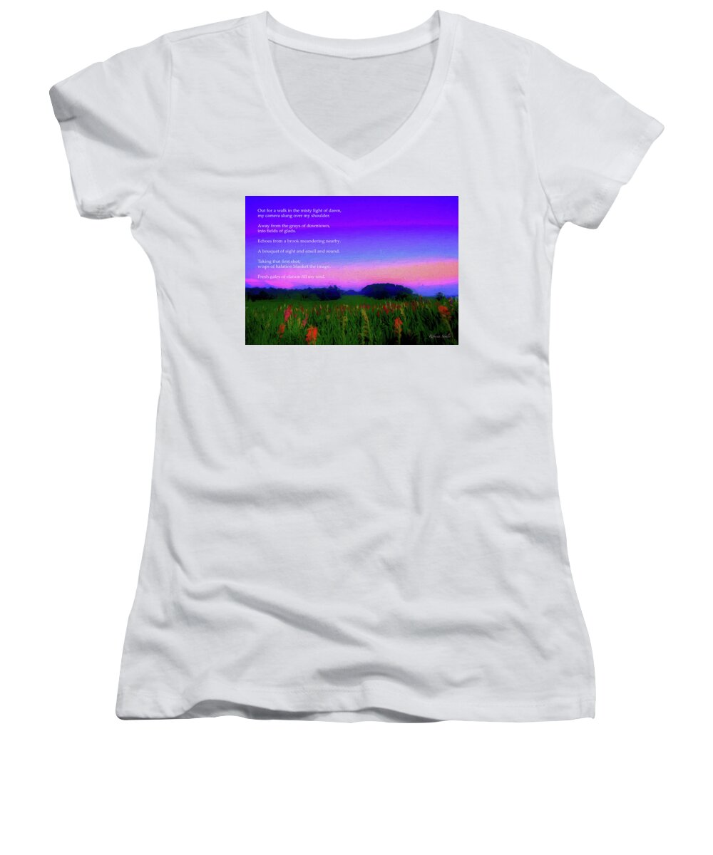 Painterly Women's V-Neck featuring the photograph Halation by Rebecca Samler