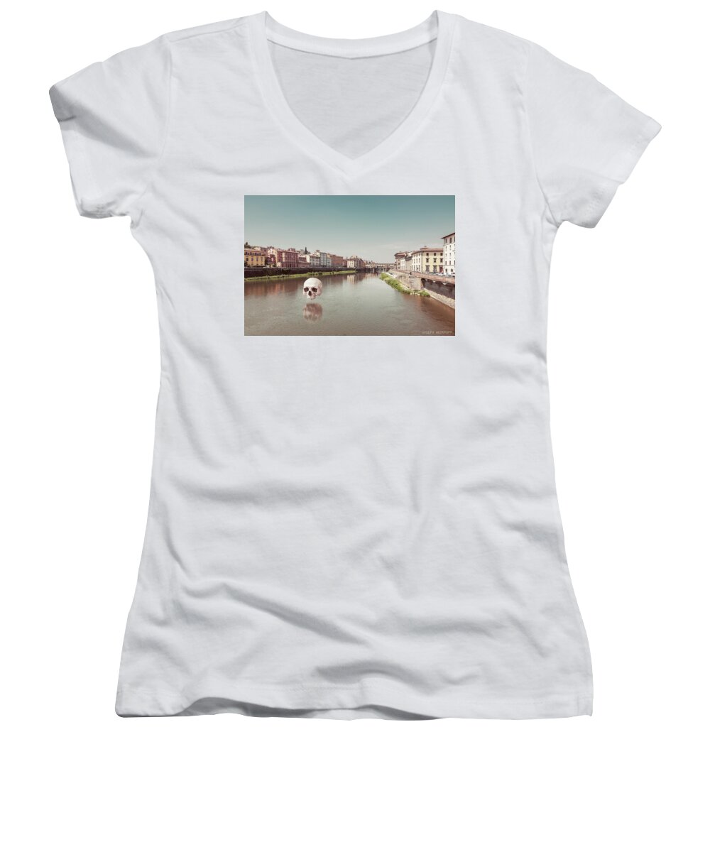 Skull Women's V-Neck featuring the photograph Interloping, Florence by Joseph Westrupp