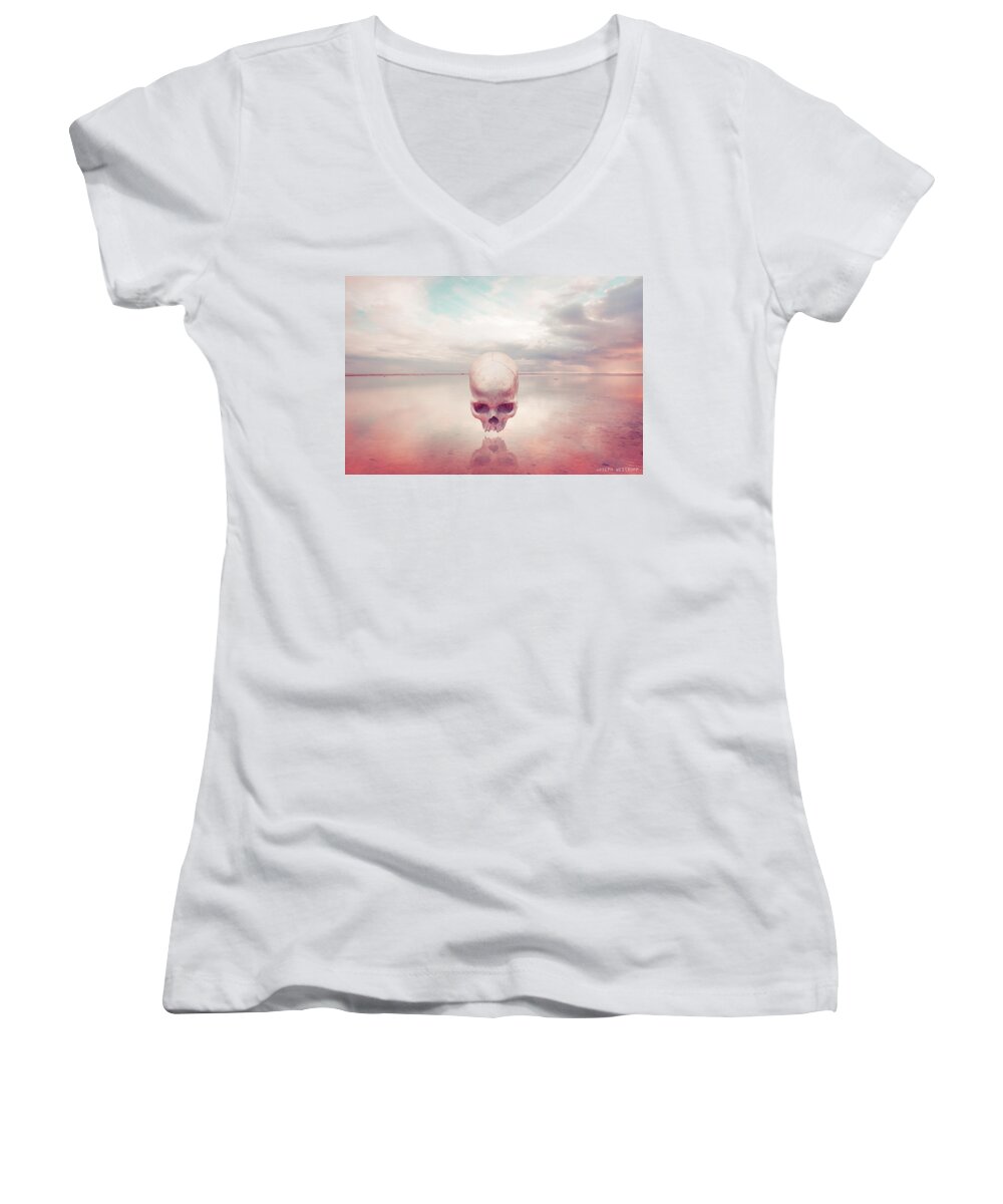 Skull Women's V-Neck featuring the photograph Introlevity by Joseph Westrupp