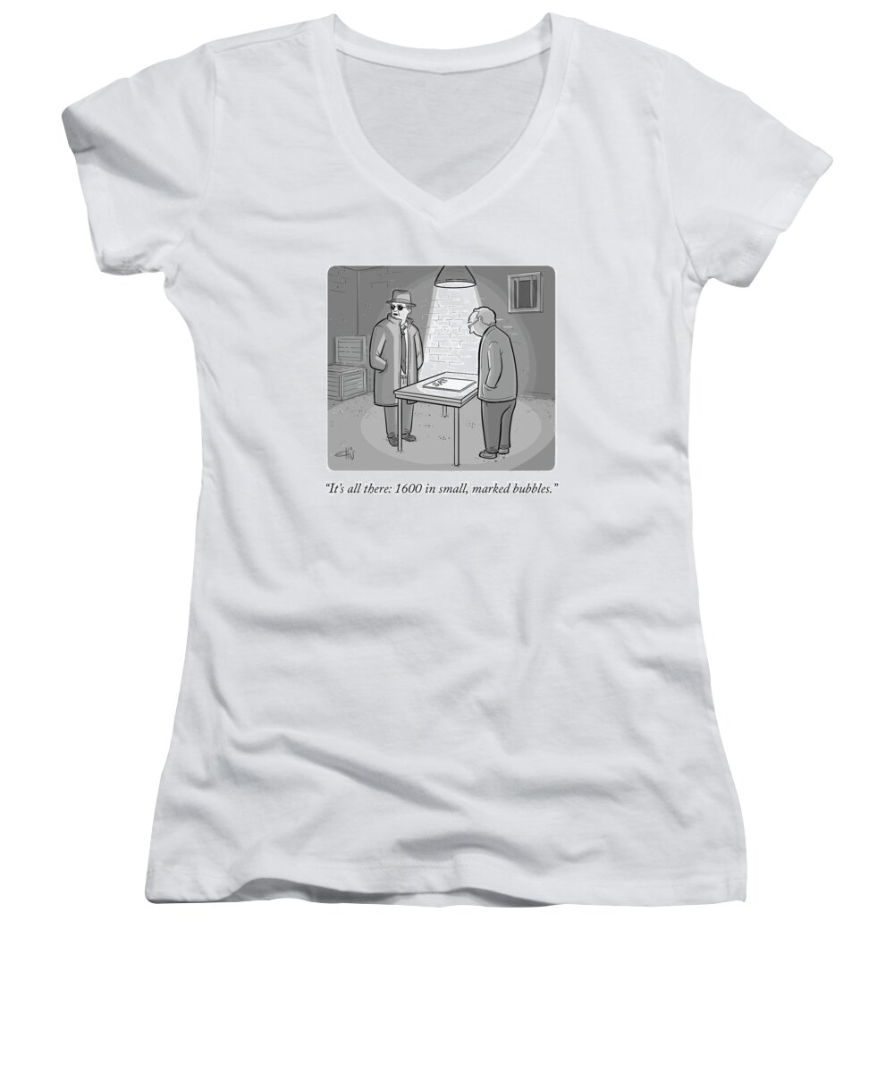It's All There: 1600 In Small Women's V-Neck featuring the drawing It's All There by Ellis Rosen