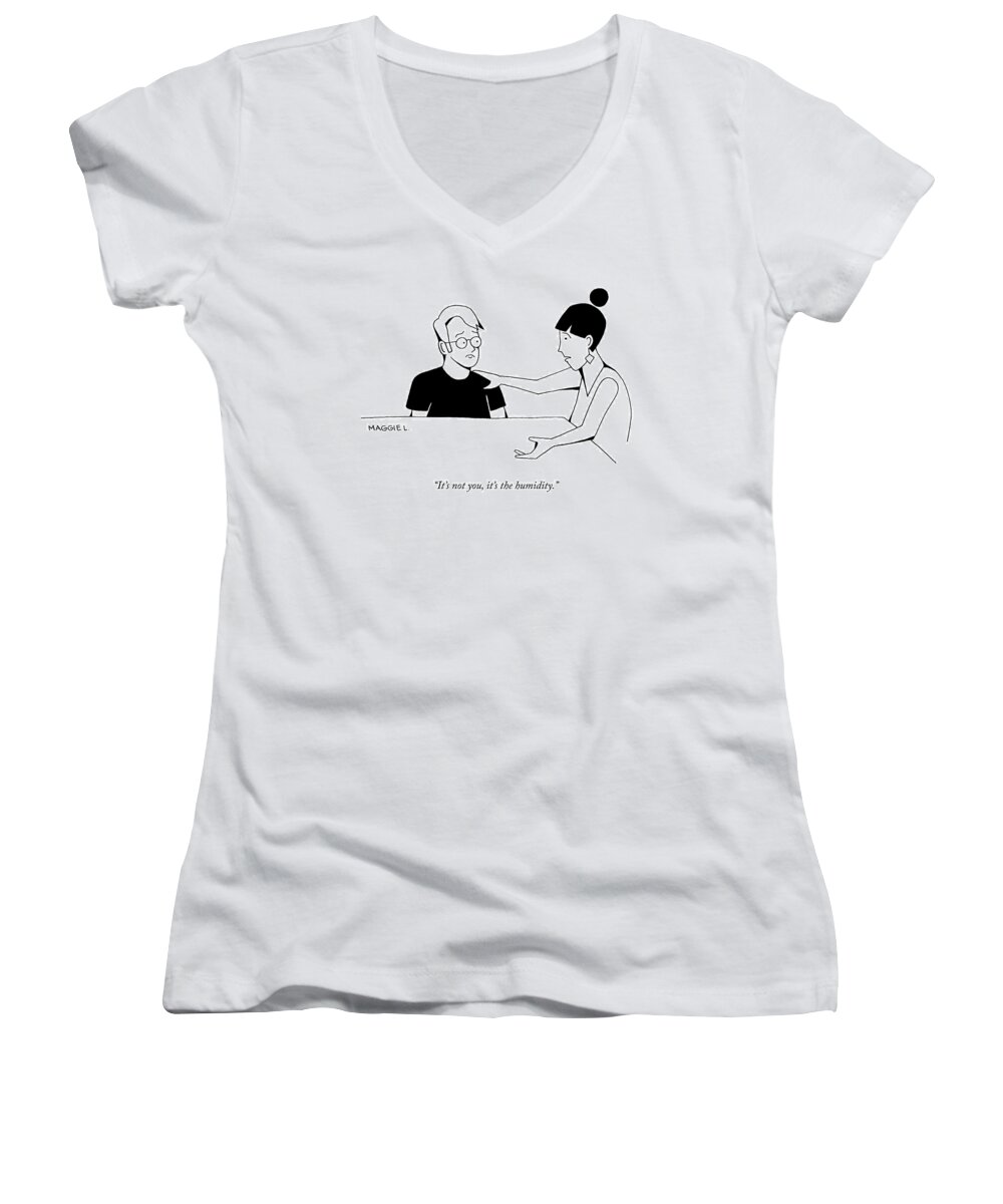 it's Not You Women's V-Neck featuring the drawing It's Not You by Maggie Larson