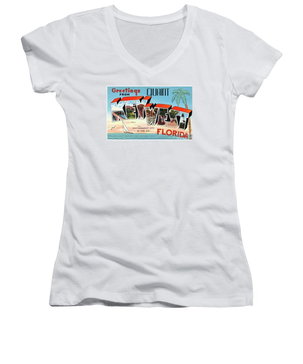 Florida Women's V-Neck featuring the photograph Key West Greetings by Mark Miller