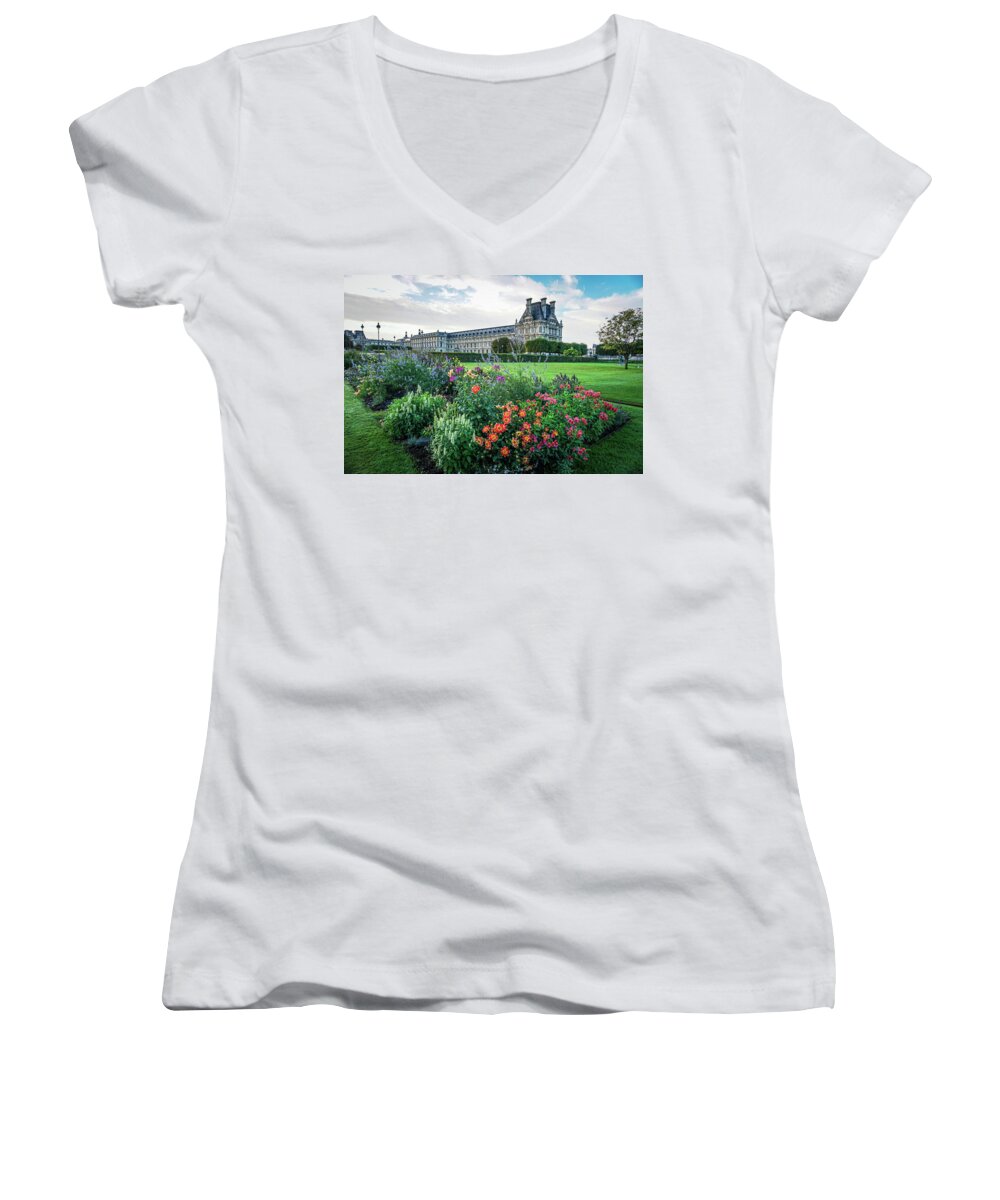Louvre Women's V-Neck featuring the photograph Louvre by Jim Mathis