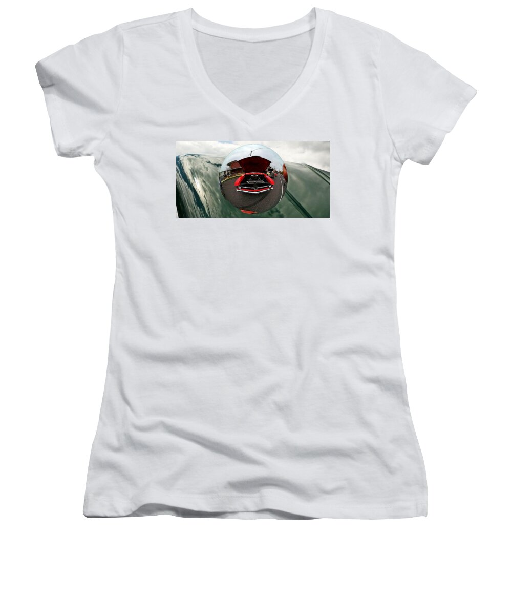 Car Women's V-Neck featuring the photograph Old car fish eye view by Karl Rose