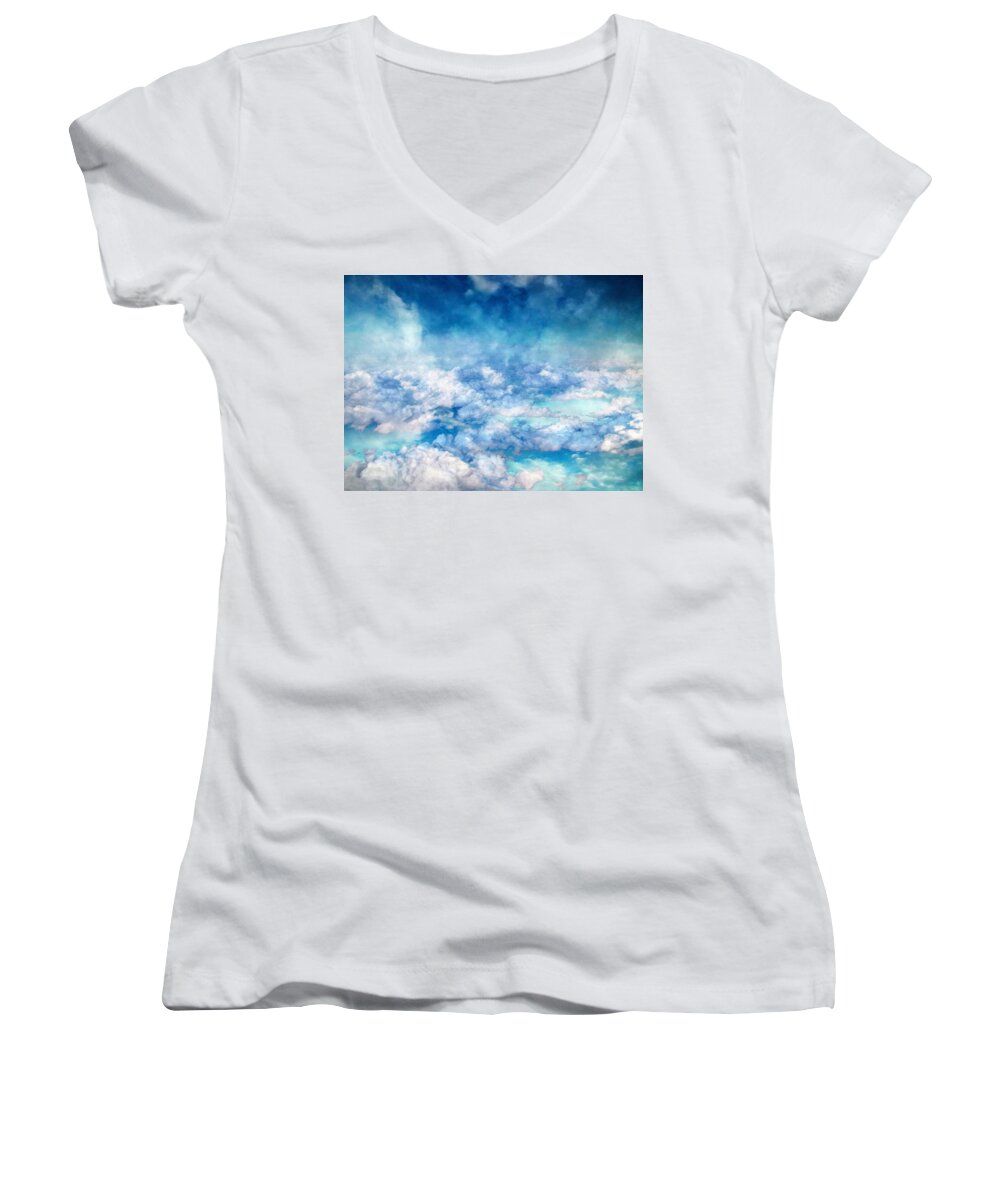 Clouds Women's V-Neck featuring the photograph Sky Moods - A View From Above by Glenn McCarthy Art and Photography