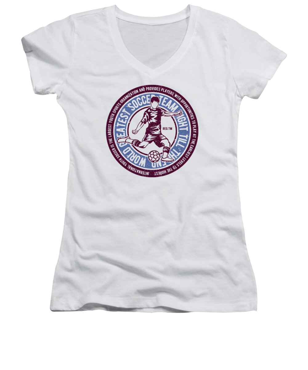 Soccer Women's V-Neck featuring the photograph Soccer ball player by Long Shot