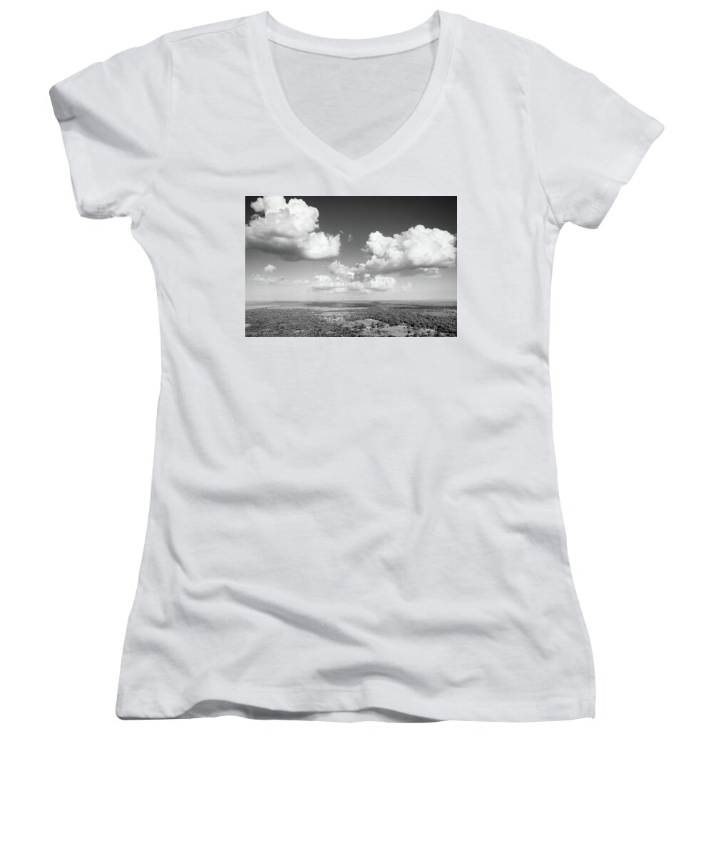 Black And White Women's V-Neck featuring the photograph Sri Lankan Clouds in Black by Joseph Westrupp