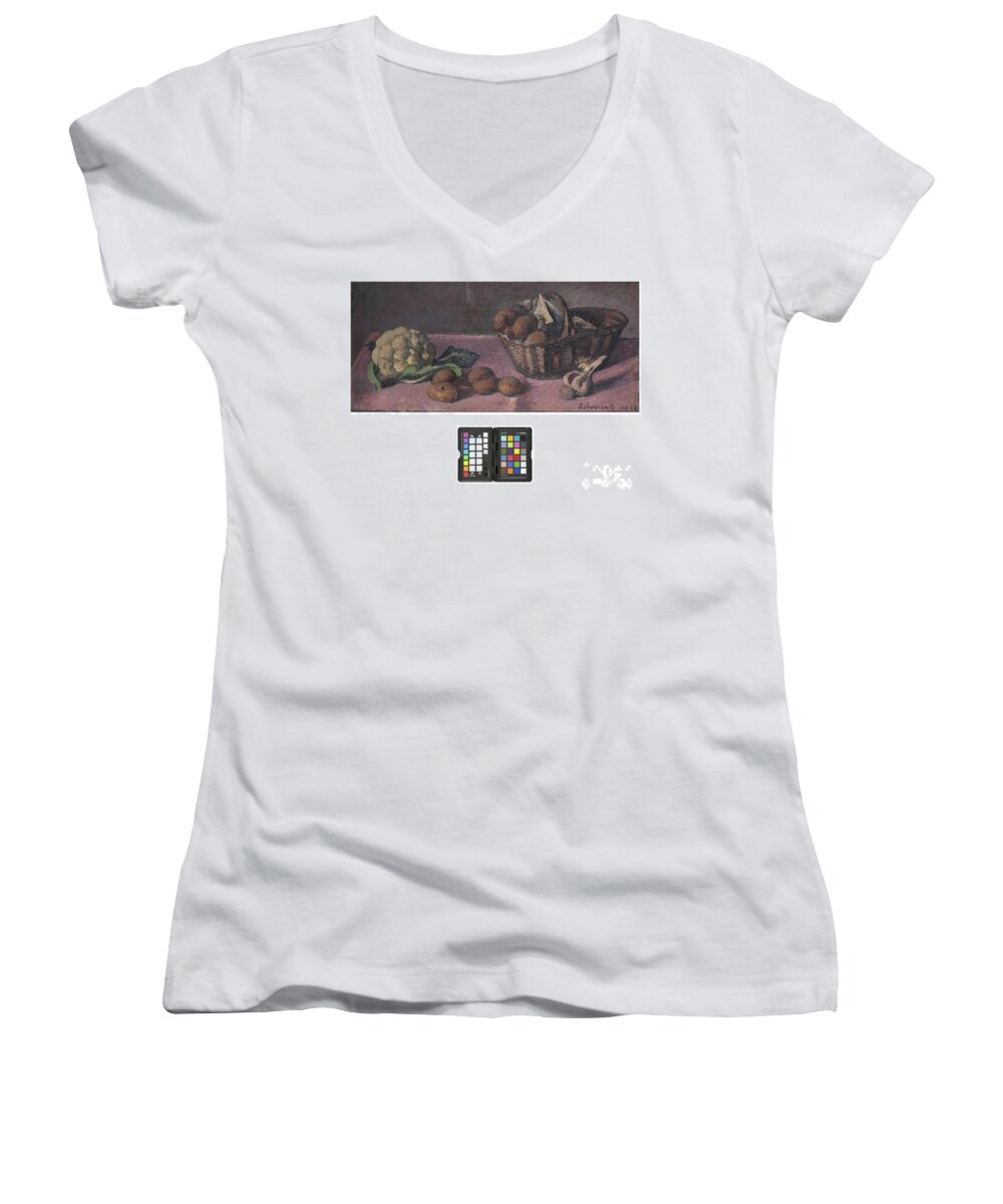 Fruit Women's V-Neck featuring the painting Still Life, 1932 by Pietro Marussig