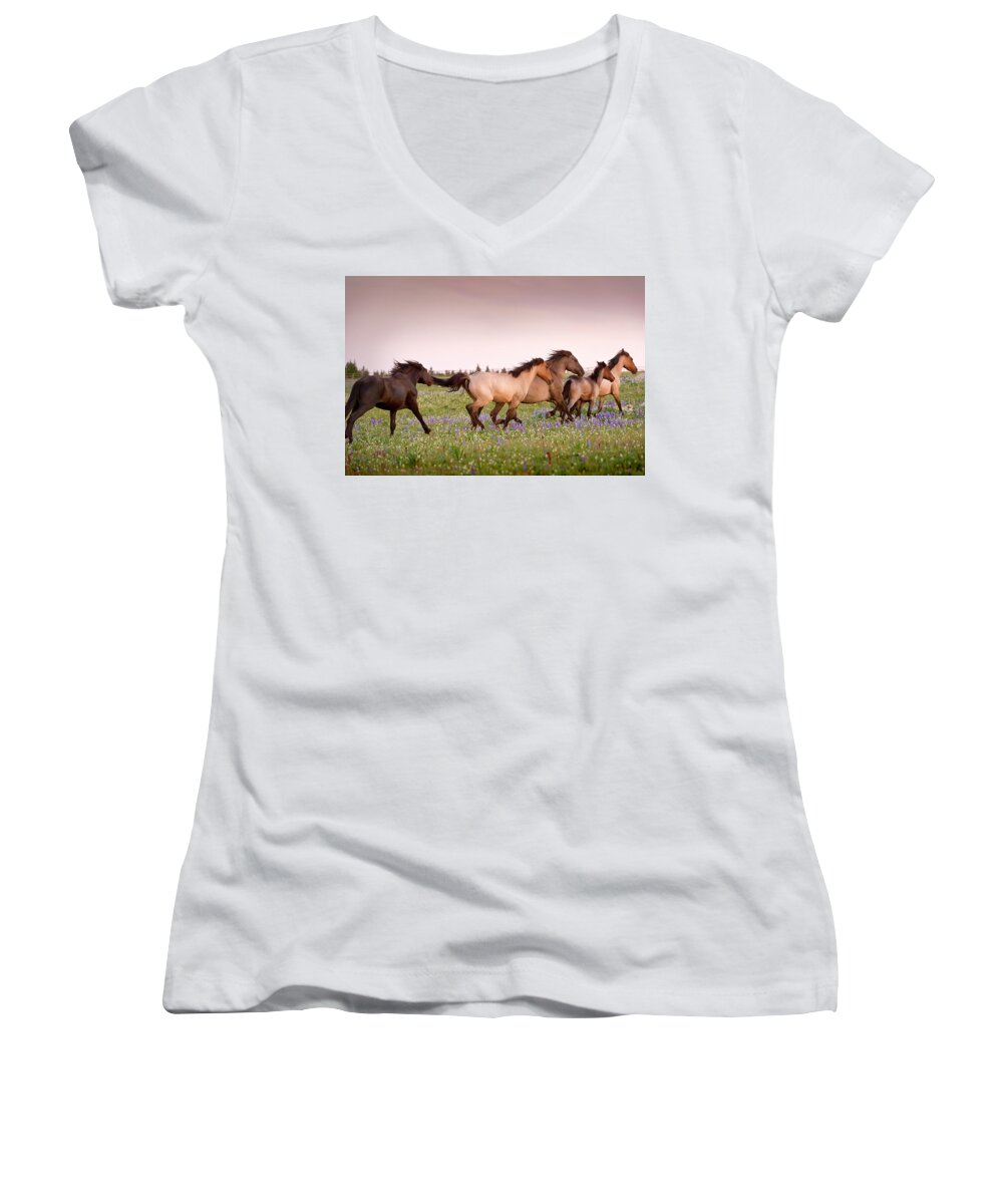 Beautiful Photos Women's V-Neck featuring the photograph The Chase 1 by Roger Snyder