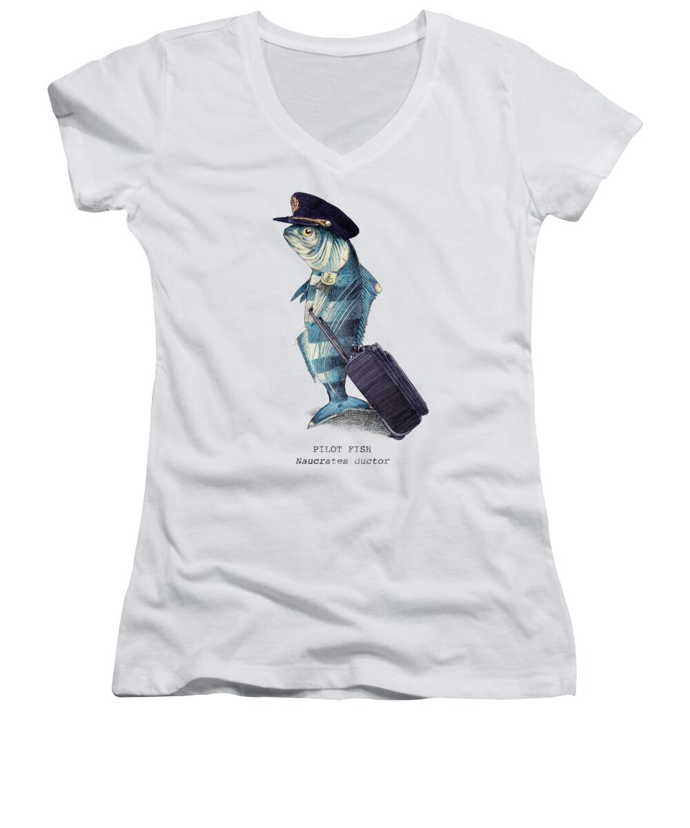 Pilot Women's V-Neck featuring the digital art The Pilot by Eric Fan