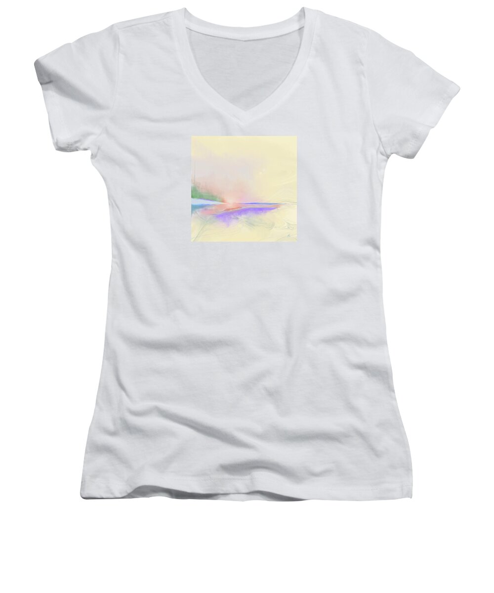 Abstract Women's V-Neck featuring the digital art Unconventional by Gina Harrison