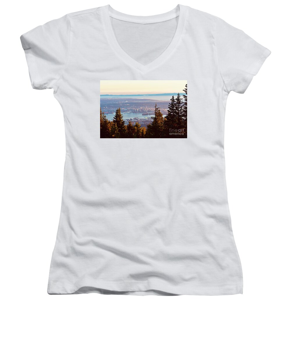 Cityscape Women's V-Neck featuring the photograph Vancouver Vista From The Top by Gary F Richards