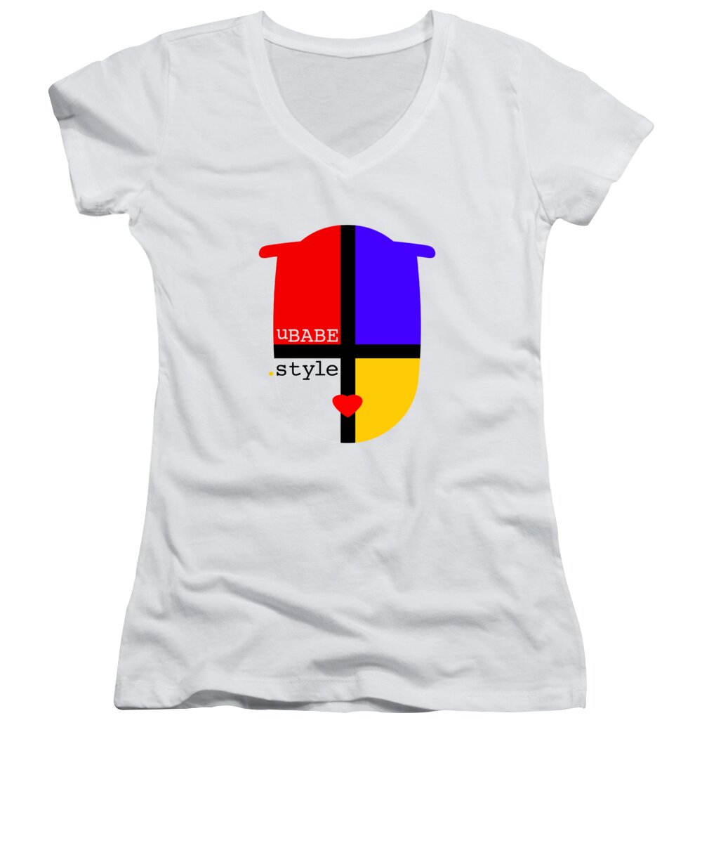 The Style Women's V-Neck featuring the digital art White Style by Ubabe Style