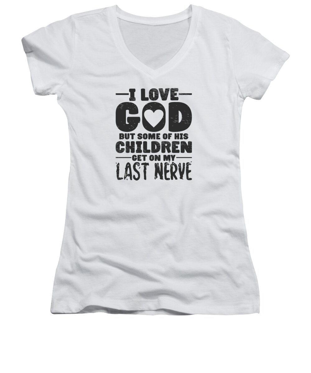Christian Women's V-Neck featuring the digital art Christians God Religion Catholic Christianity #1 by Toms Tee Store