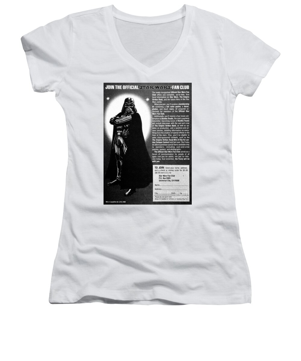 Star Wars Women's V-Neck featuring the photograph 1980 Star Wars Fan Cub ad by David Lee Thompson