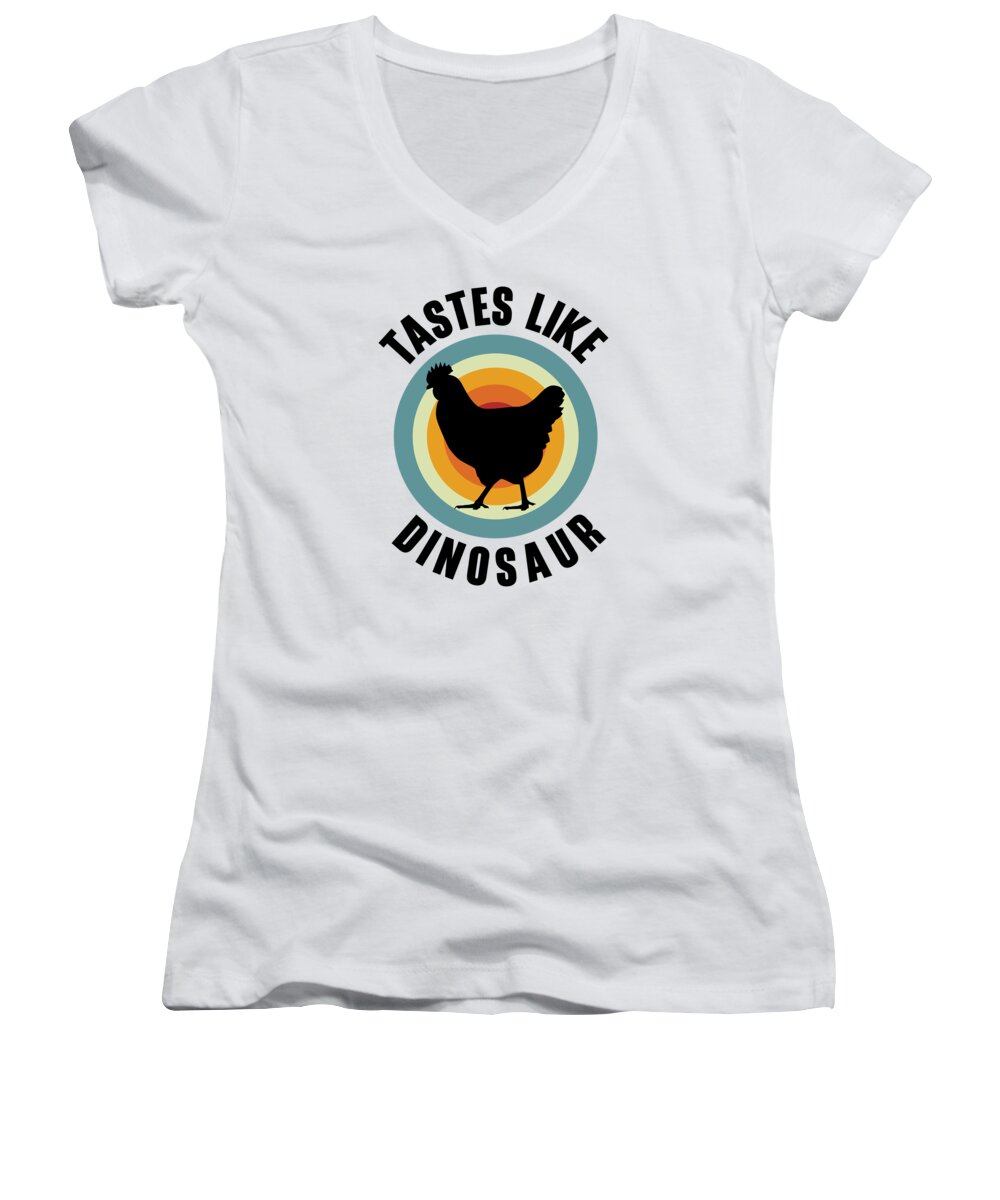 Fossil Women's V-Neck featuring the digital art Fossil Paleontologist Vintage Chicken Dinosaur #3 by Toms Tee Store
