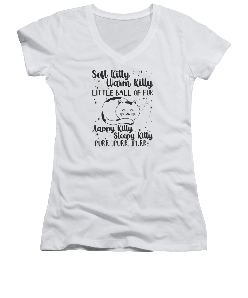 Cat Lover Women's V-Neck featuring the digital art Cute Cat Owner Kitten Cat Mom Cat Dad Lullaby Song #4 by Toms Tee Store