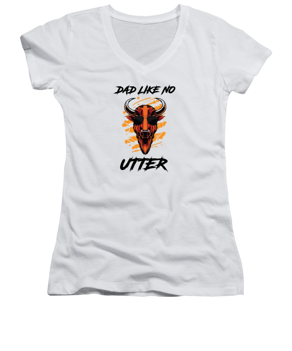 Cow Women's V-Neck featuring the digital art Dad Like No Utter Cow Farmer Farming #4 by Toms Tee Store