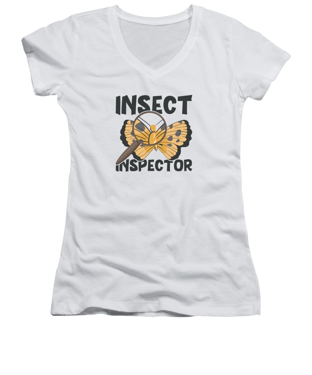 Insects Women's V-Neck featuring the digital art Insects Bug Inspector Entomologist Nature Bug #4 by Toms Tee Store