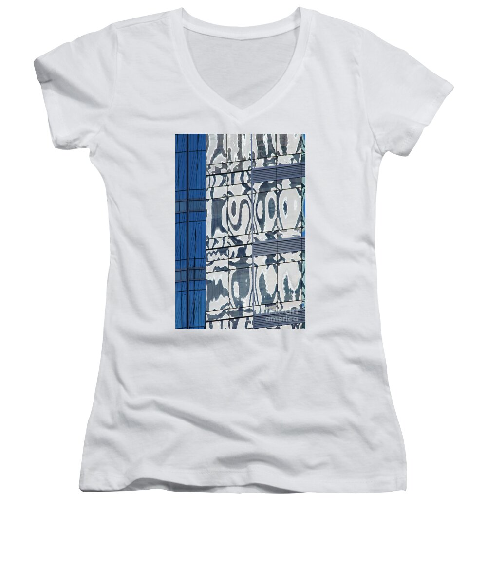 Abstract Women's V-Neck featuring the photograph Building Abstract #1 by Tony Cordoza