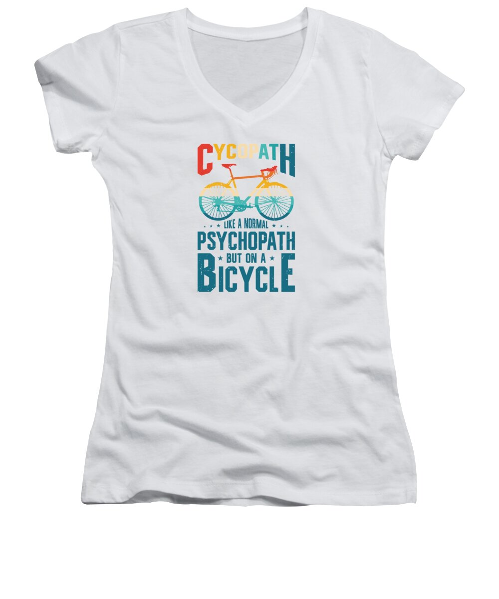 Cycling Women's V-Neck featuring the digital art Funny Cycling Riders Cyclist Bicycle Mountain Cycling Biker #5 by Toms Tee Store