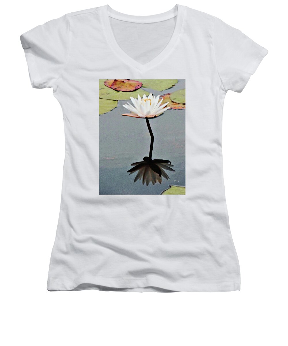 Landscape Women's V-Neck featuring the photograph A Perfect Flower 300 by Sharon Williams Eng