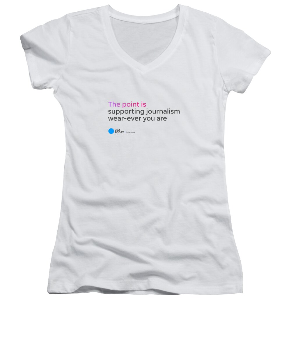 Usa Today Women's V-Neck featuring the digital art USA TODAY The Point - Black Logo by Gannett