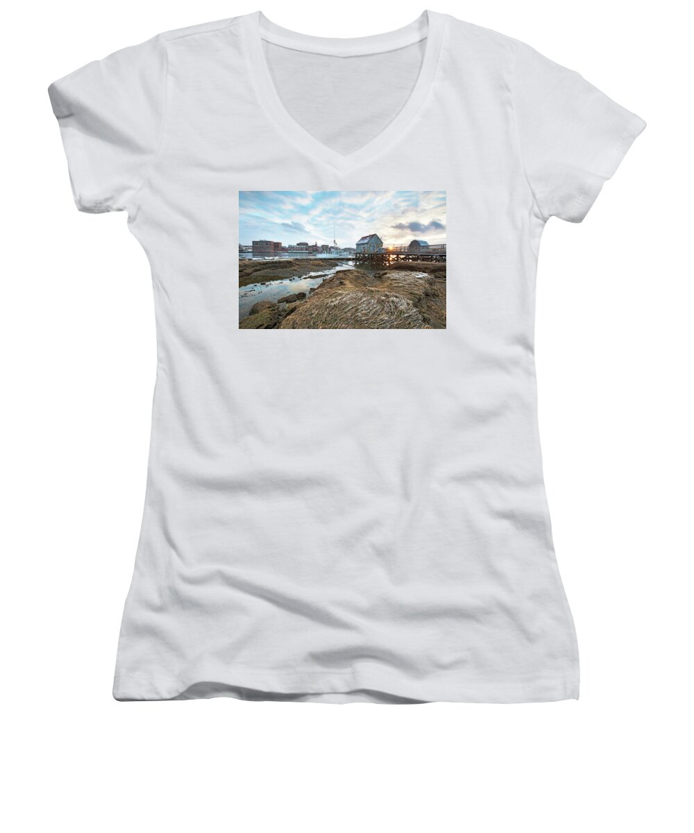 Badgers Island Women's V-Neck featuring the photograph Badgers Island by Eric Gendron