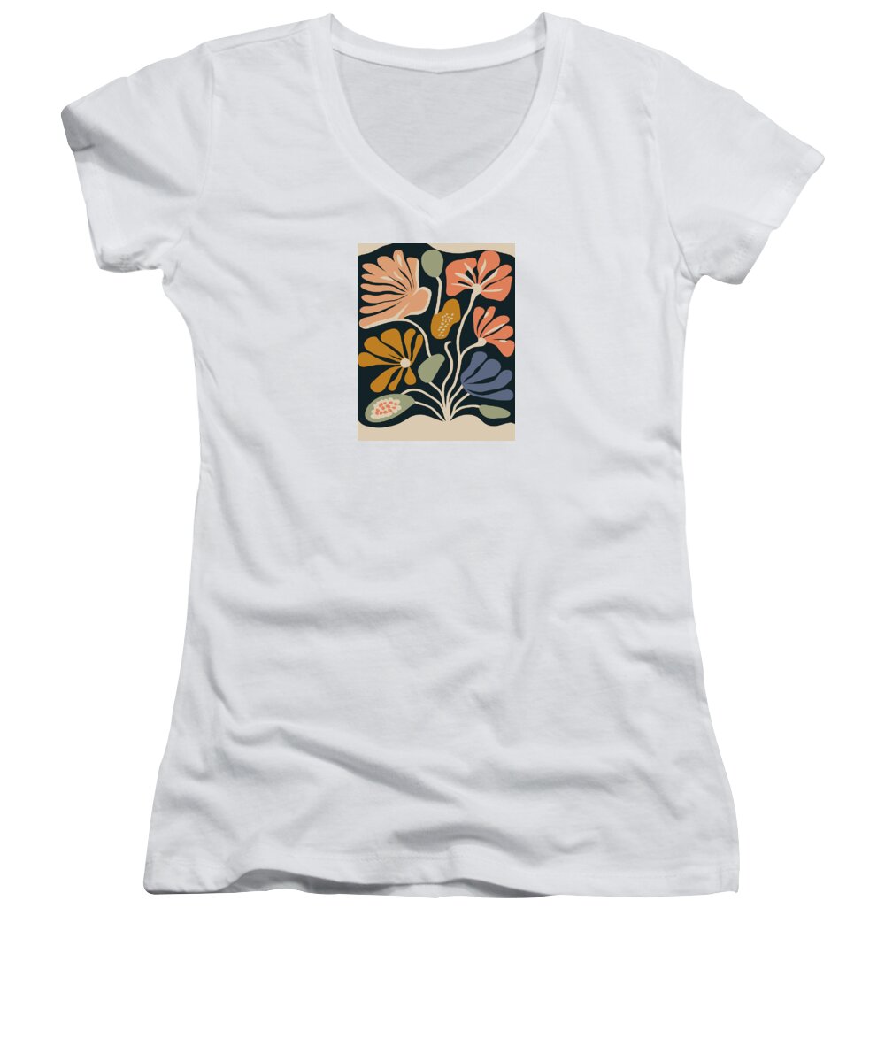 Botanical Flower Women's V-Neck featuring the painting Botanical Flower 08 by Jackie Medow-Jacobson