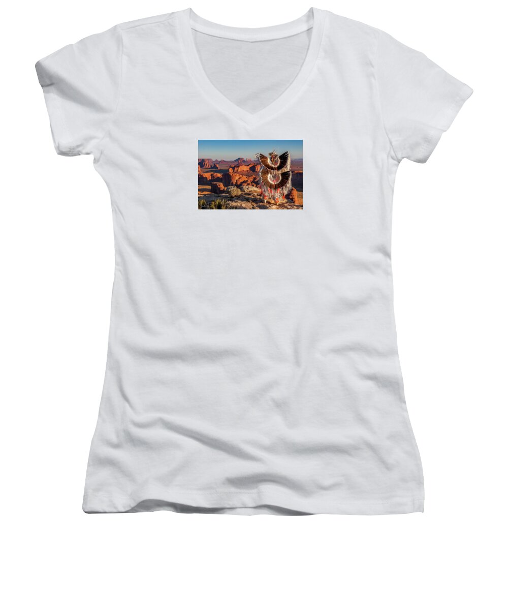 Southwest Women's V-Neck featuring the photograph Eagle Feathers by Dan Norris