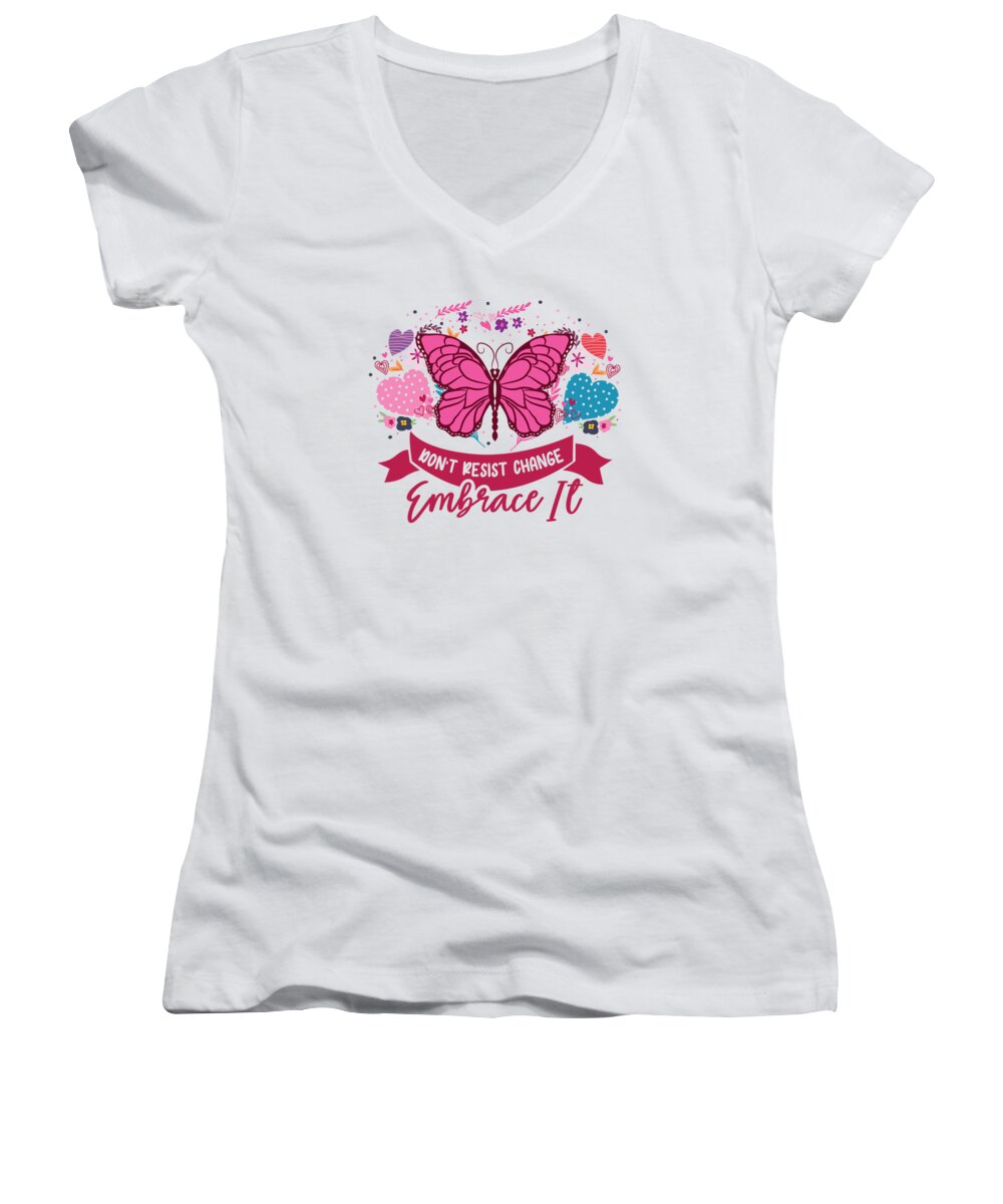 Entomologist Women's V-Neck featuring the digital art Entomologist Butterfly Insect Nature Change by Toms Tee Store