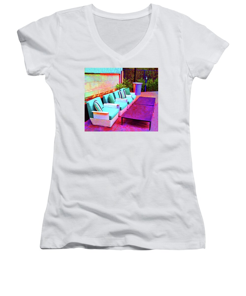 Outdoors Women's V-Neck featuring the photograph Fire Pit by Andrew Lawrence