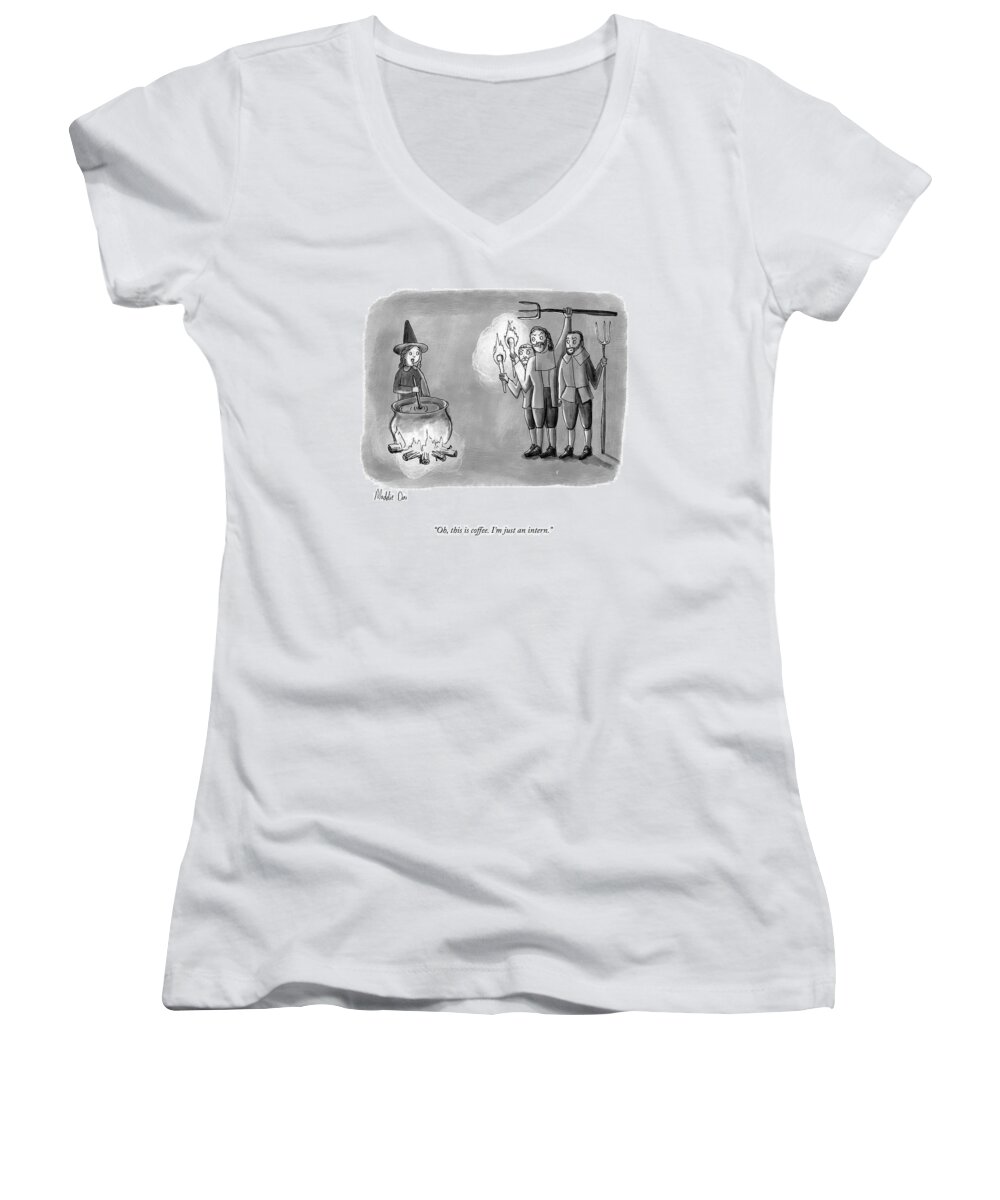 Oh Women's V-Neck featuring the drawing I'm Just An Intern by Maddie Dai