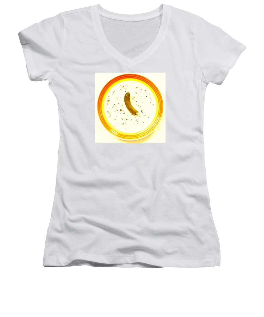 Design Women's V-Neck featuring the photograph In a Pickle by Dietmar Scherf