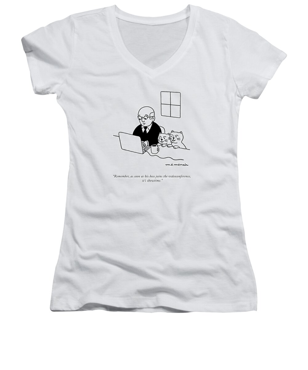 remember Women's V-Neck featuring the drawing It's Showtime by Elisabeth McNair