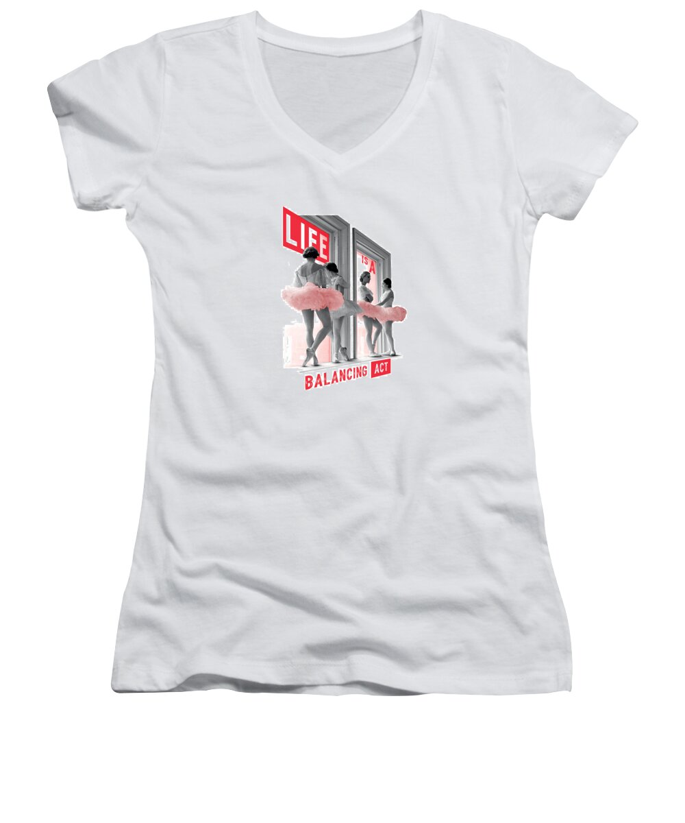 Ballerinas Women's V-Neck featuring the photograph LIFE is A Balancing Act by LIFE Picture Collection