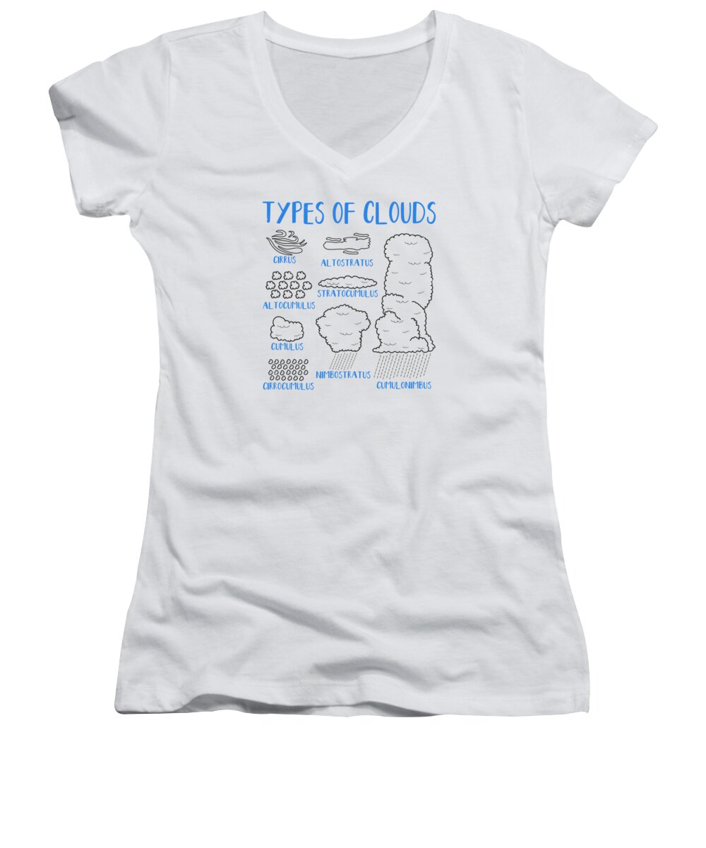 Meteorologist Women's V-Neck featuring the digital art Meteorologist Forecasting Weather Clouds by Toms Tee Store