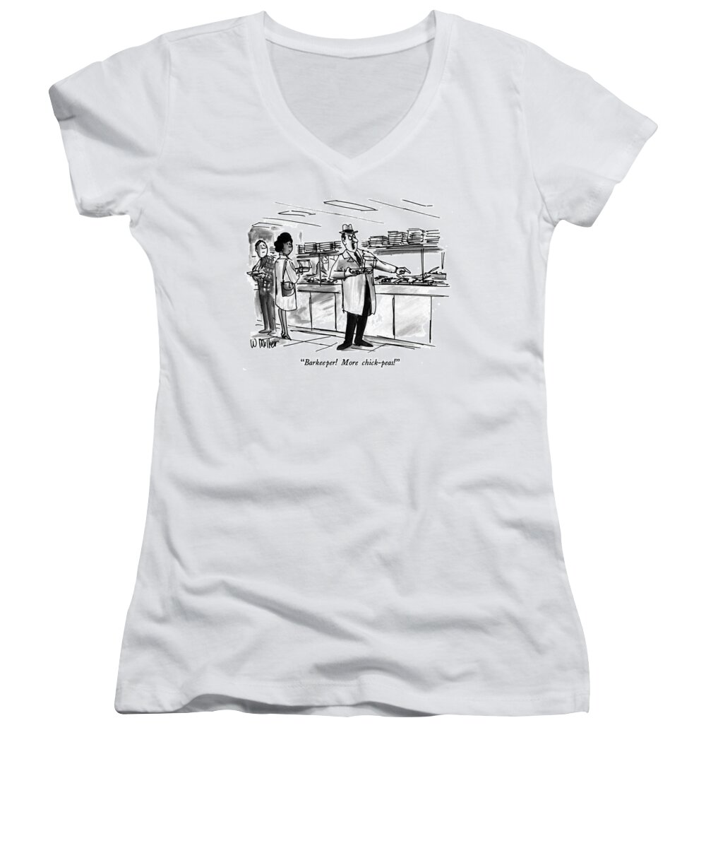 Barkeep Women's V-Neck featuring the drawing More Chick Peas by Warren Miller