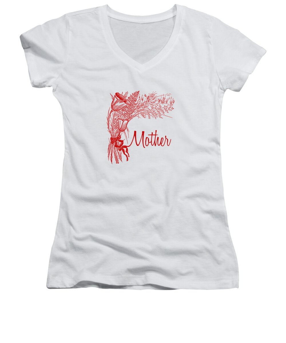 Flowers Women's V-Neck featuring the digital art Mother's Bouquet by Madame Memento