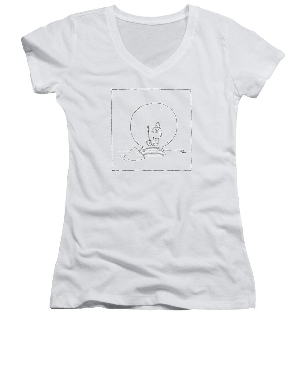 Captionless Women's V-Neck featuring the drawing New Yorker February 7, 2022 by Liana Finck