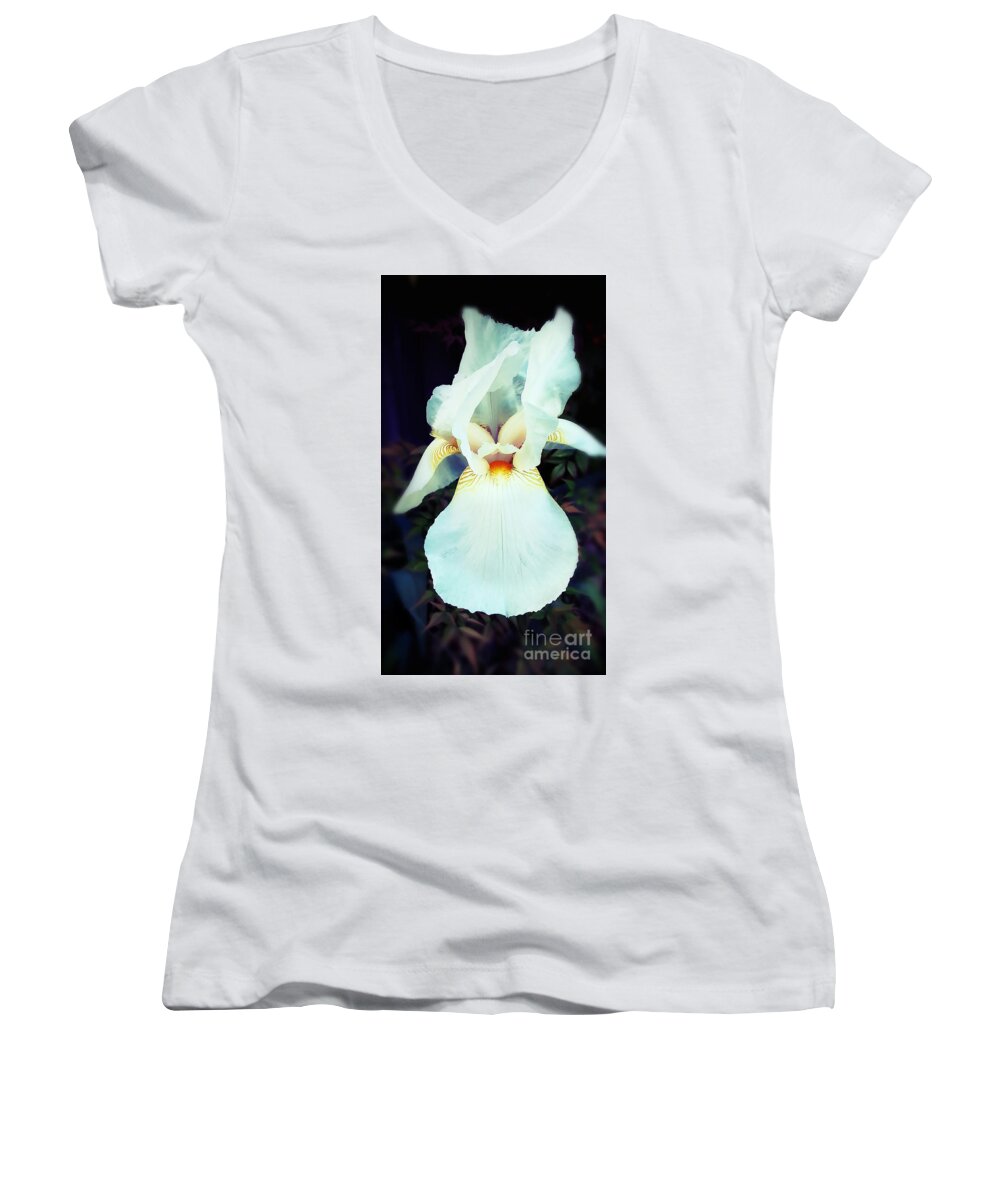 Iris Women's V-Neck featuring the photograph Old Memories Treasured and The New Embraced by Janie Johnson