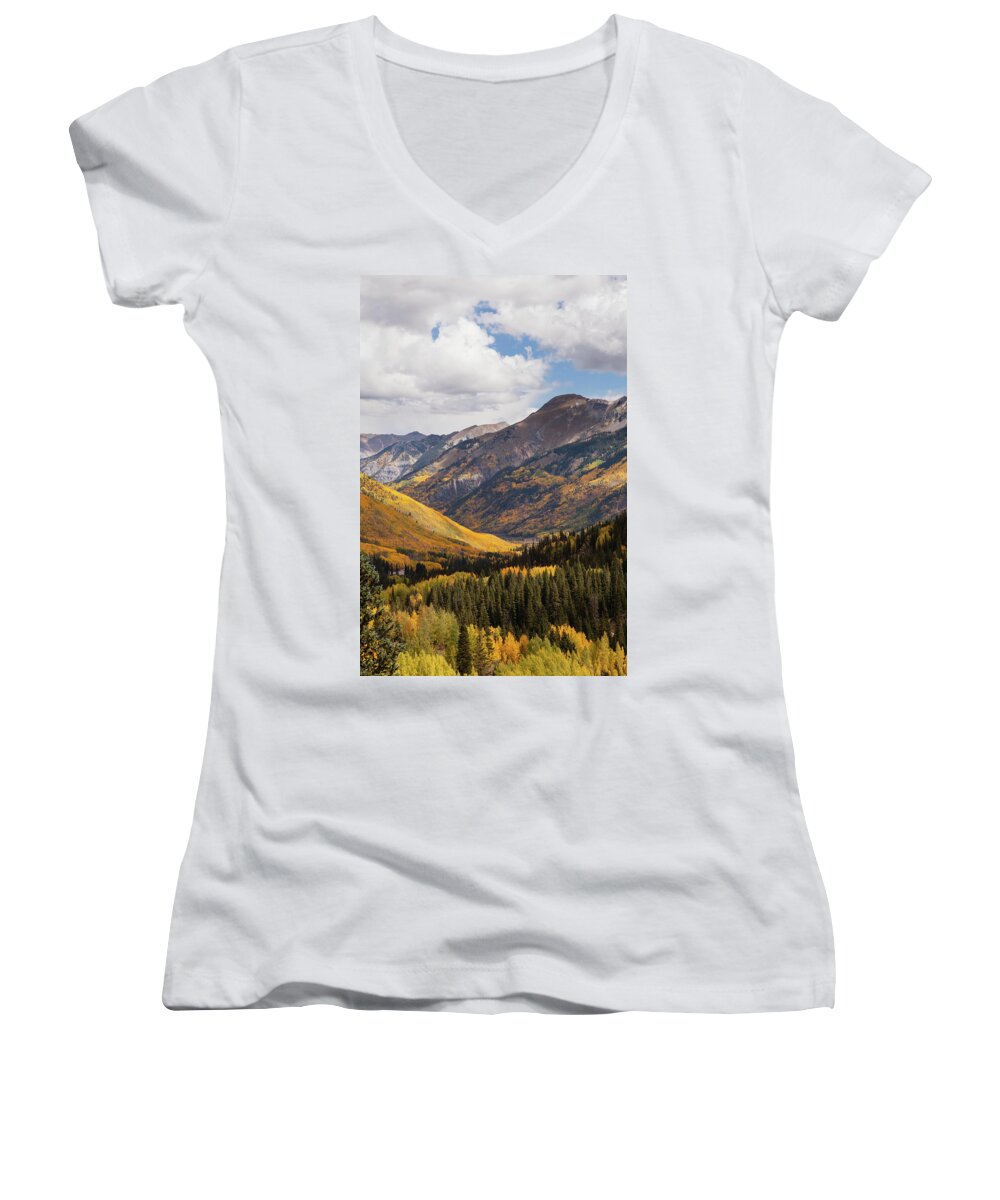 Ouray Women's V-Neck featuring the photograph Ouray CO Color Change-3 by Alan Vance Ley