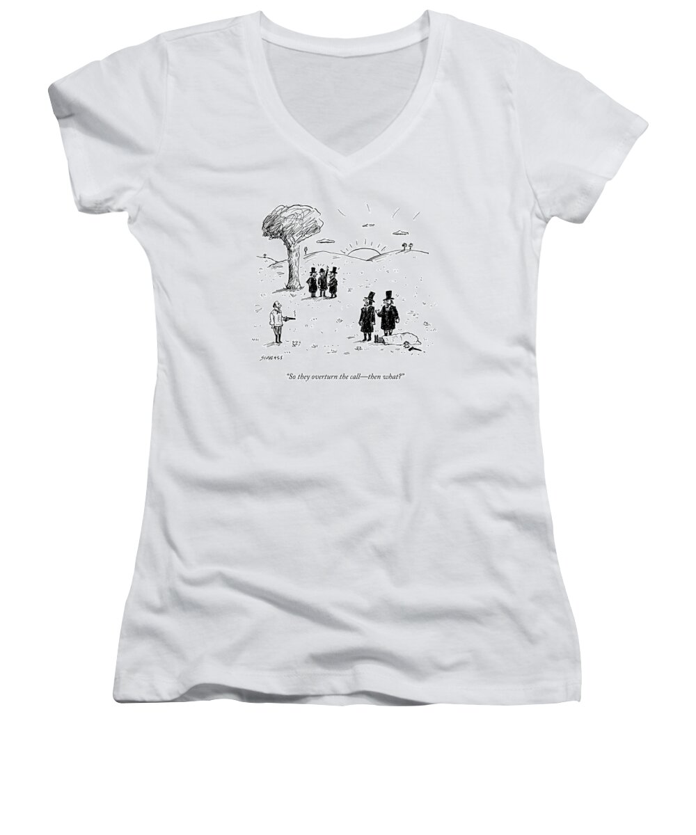so They Overturn The Callthen What? Gun Women's V-Neck featuring the photograph Overturn The Call by David Sipress