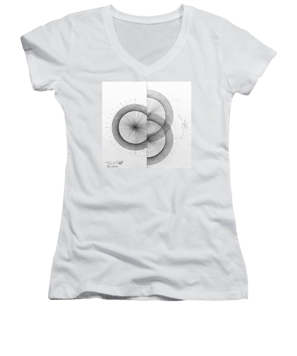 Photon Women's V-Neck featuring the drawing Photon Double Slit high res. by Jason Padgett