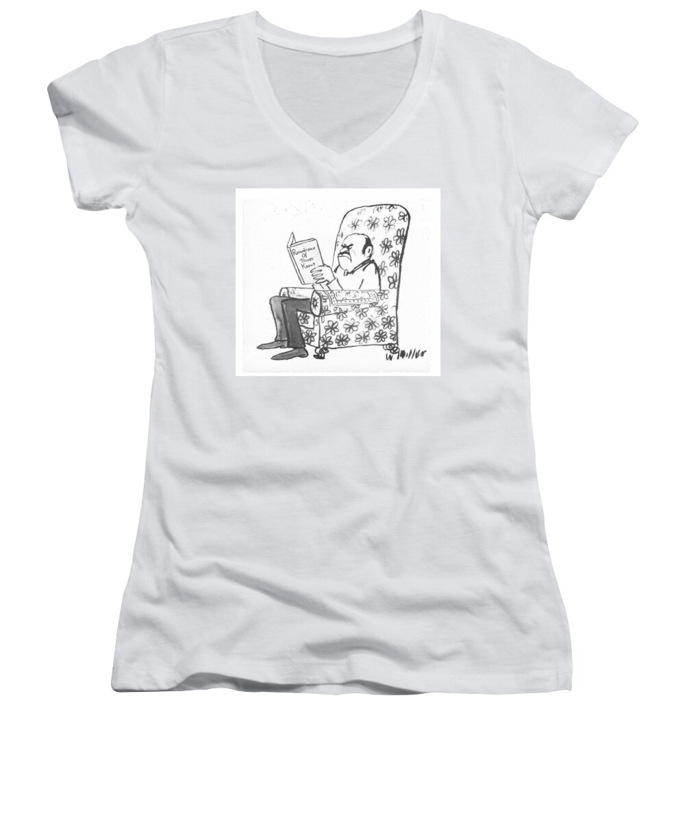 Captionless Women's V-Neck featuring the drawing Remembrance Of Things Kaput by Warren Miller