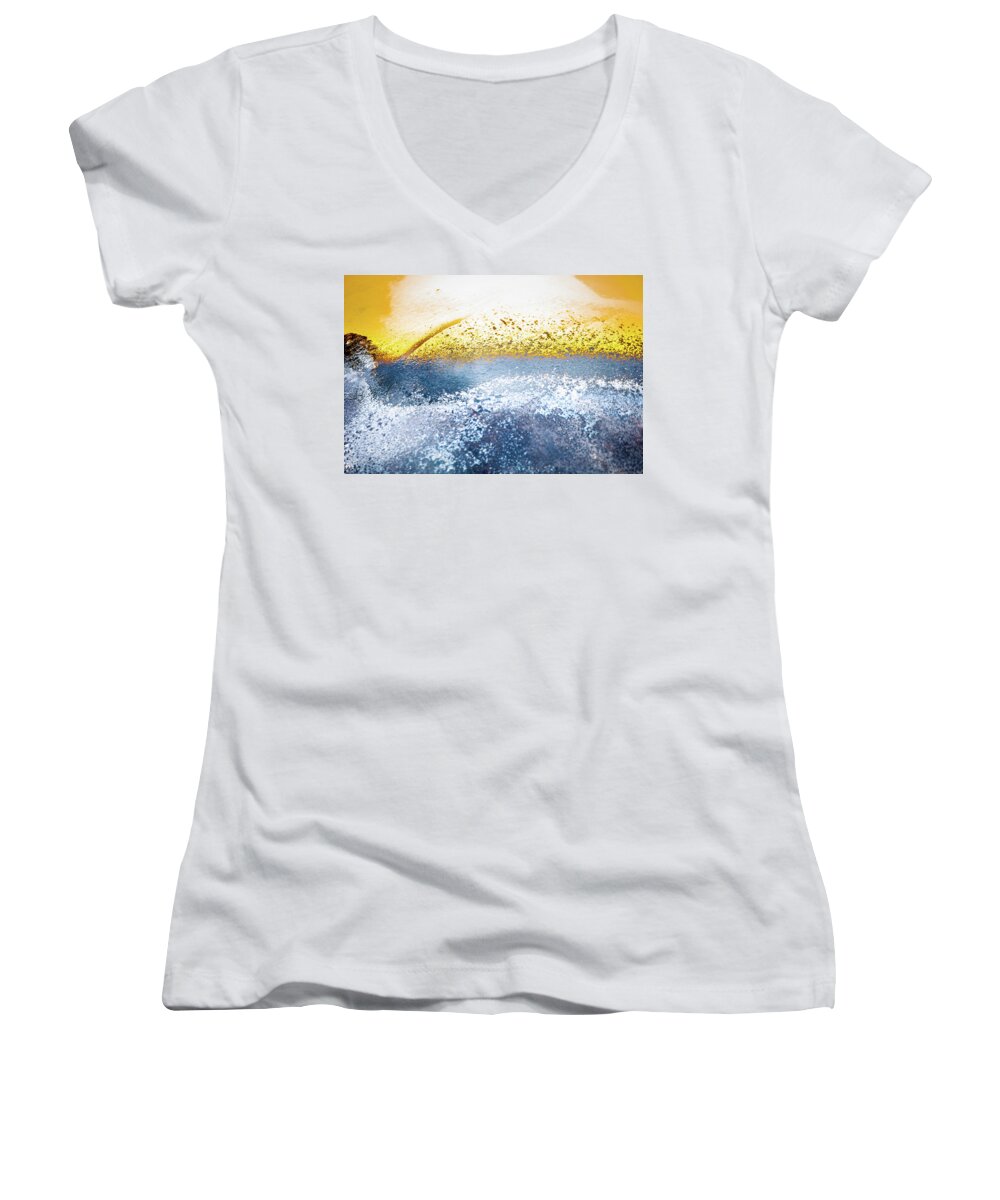 Abstract Women's V-Neck featuring the photograph Rocky Shore by Liquid Eye